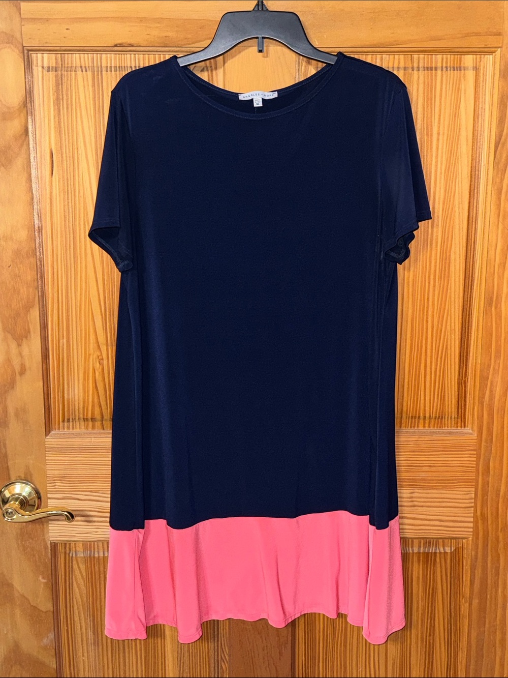 Annalee + Hope Navy and Pink Colorblock Mini Swing Dress